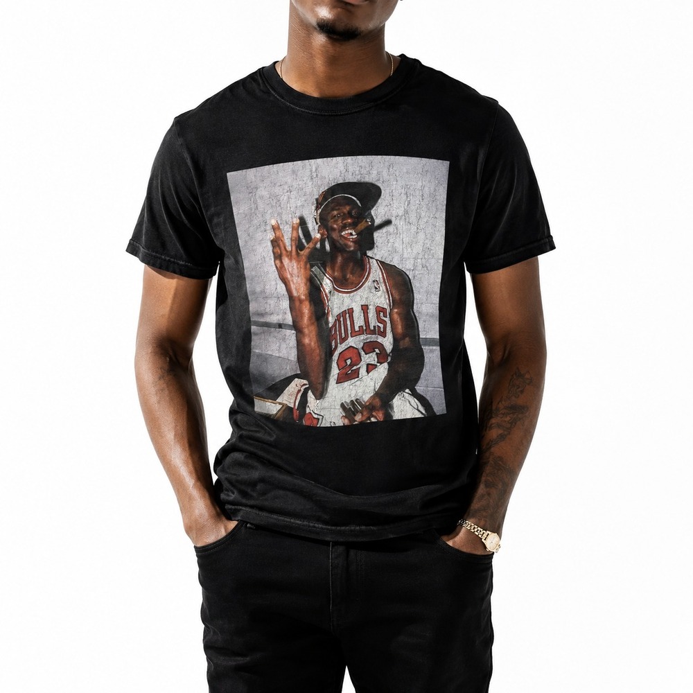 Vintage Michael Jordan Championships Cigar graphic t shirt Men's Chest 19 Black